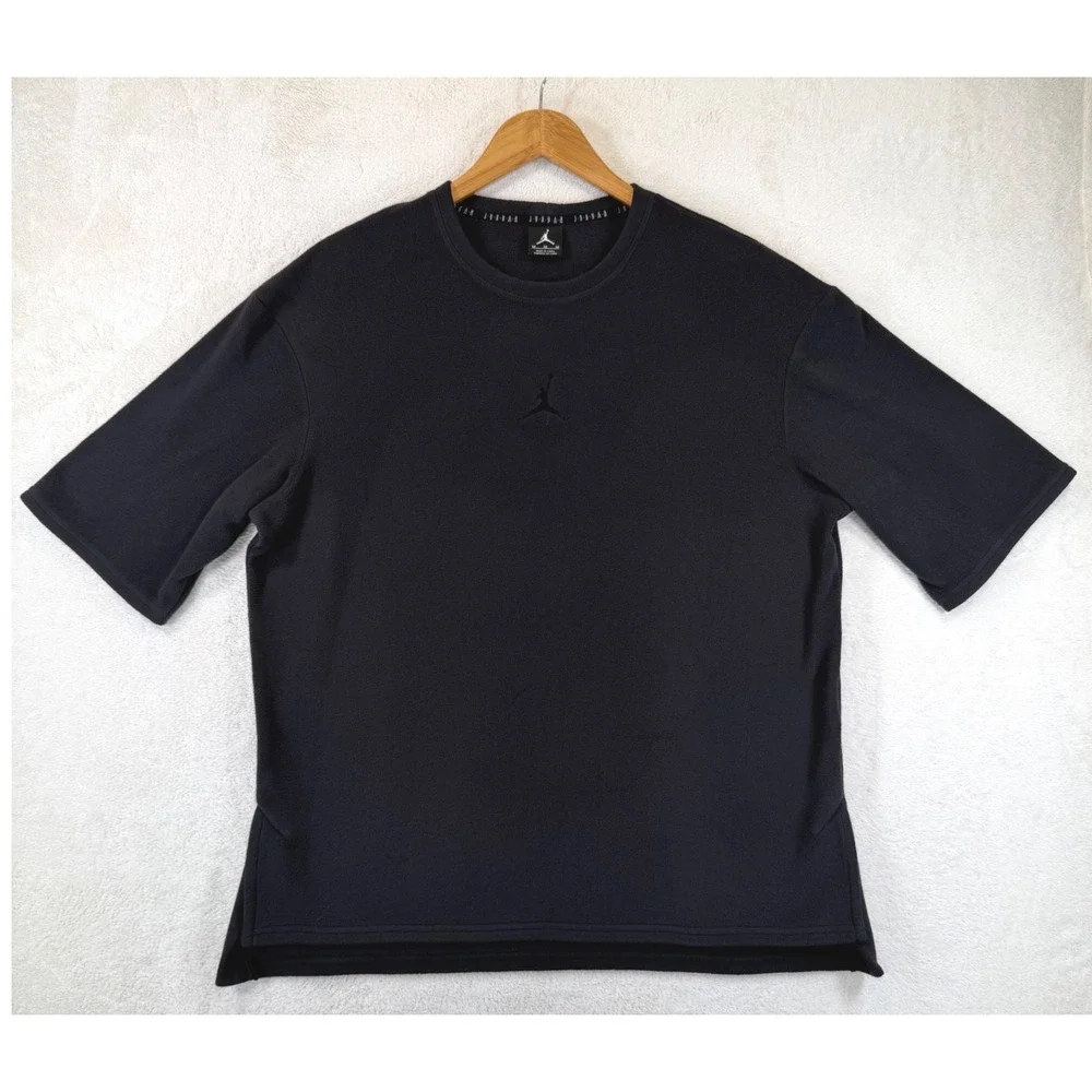 Vintage 2000s Jordan Fleece Shirt Mens M Black Tonal Jumpman 244143-655 Y2K-RARE